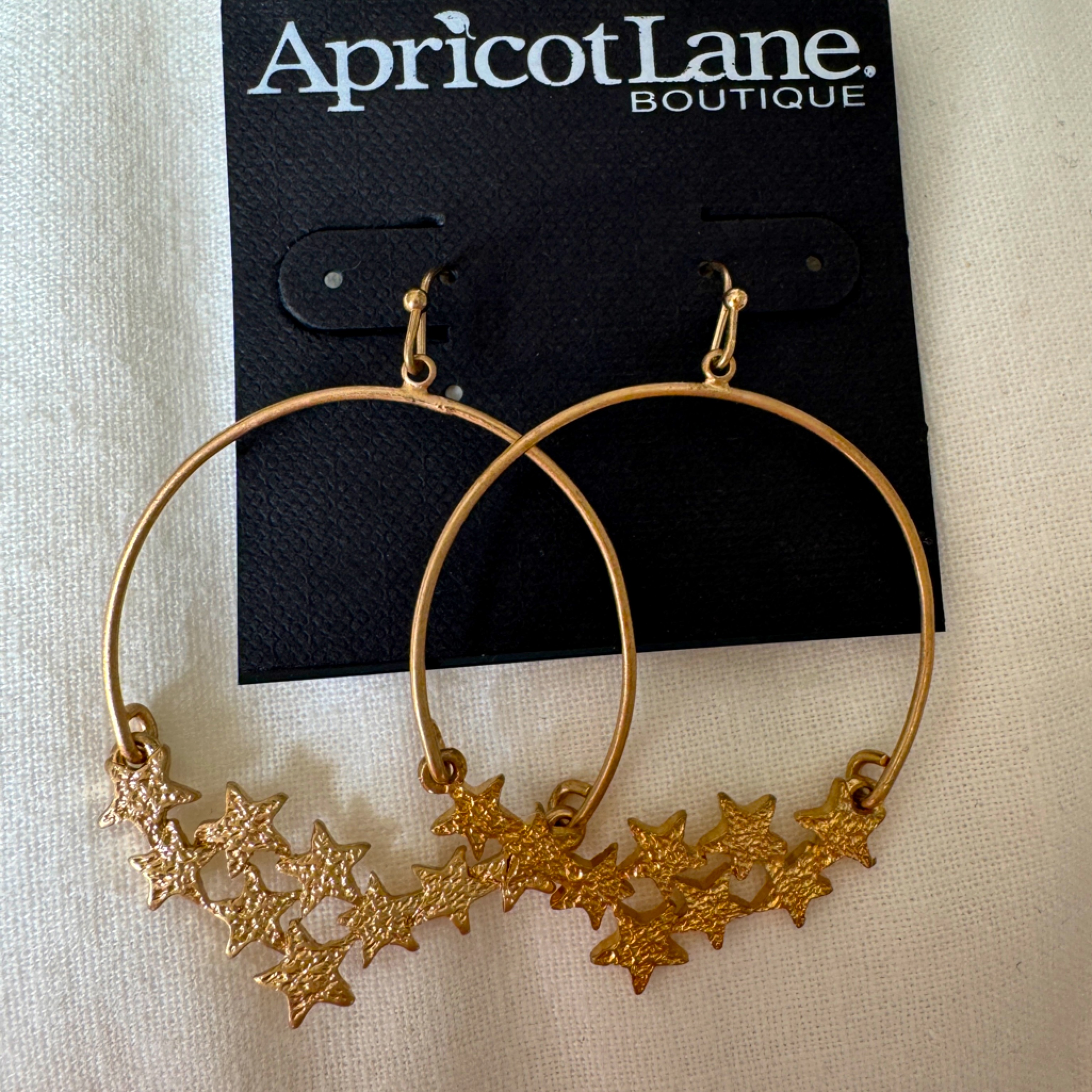Nwt Apricot Lane Gold “ Star” Hoop Earrings